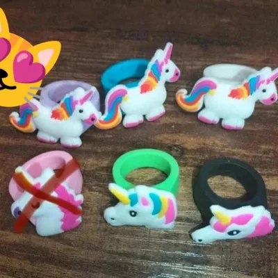 5 bagues caoutchouc licorne